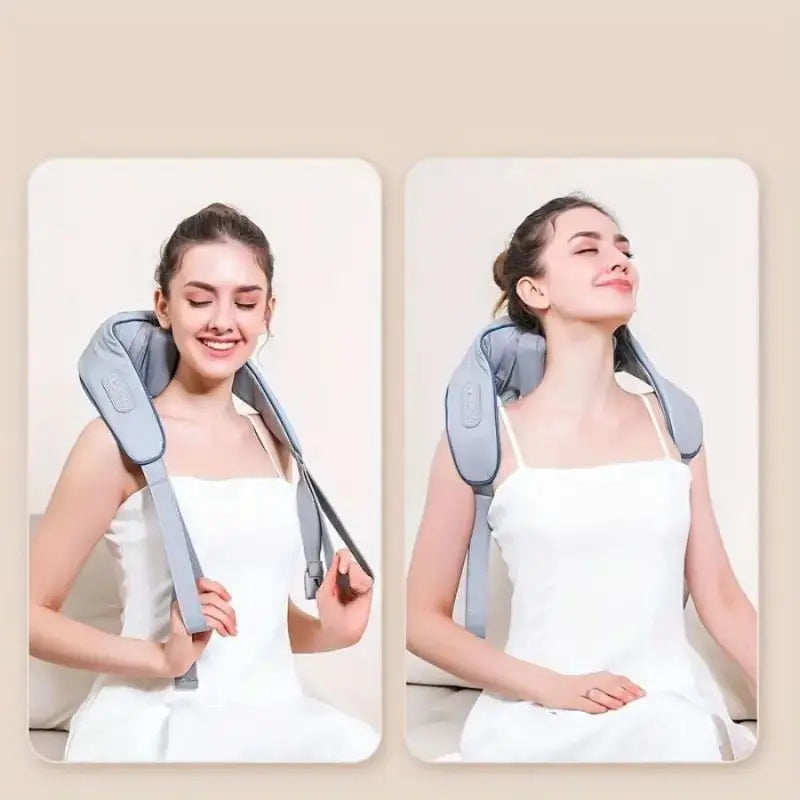 Neck and Shoulder Massage Shawl Heating Kneading 6D Massage Head Deep Massage and Muscle Relaxation Adjustable Wearable Massager