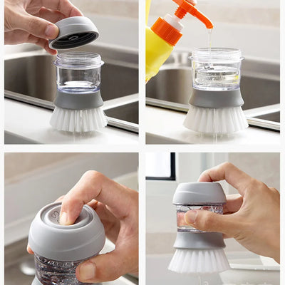 Dish Brush with Soap Dispenser Multi Use Soap Dispensing Scrub Brush for Household Universal Kitchen Dish Palm Brush with Tary