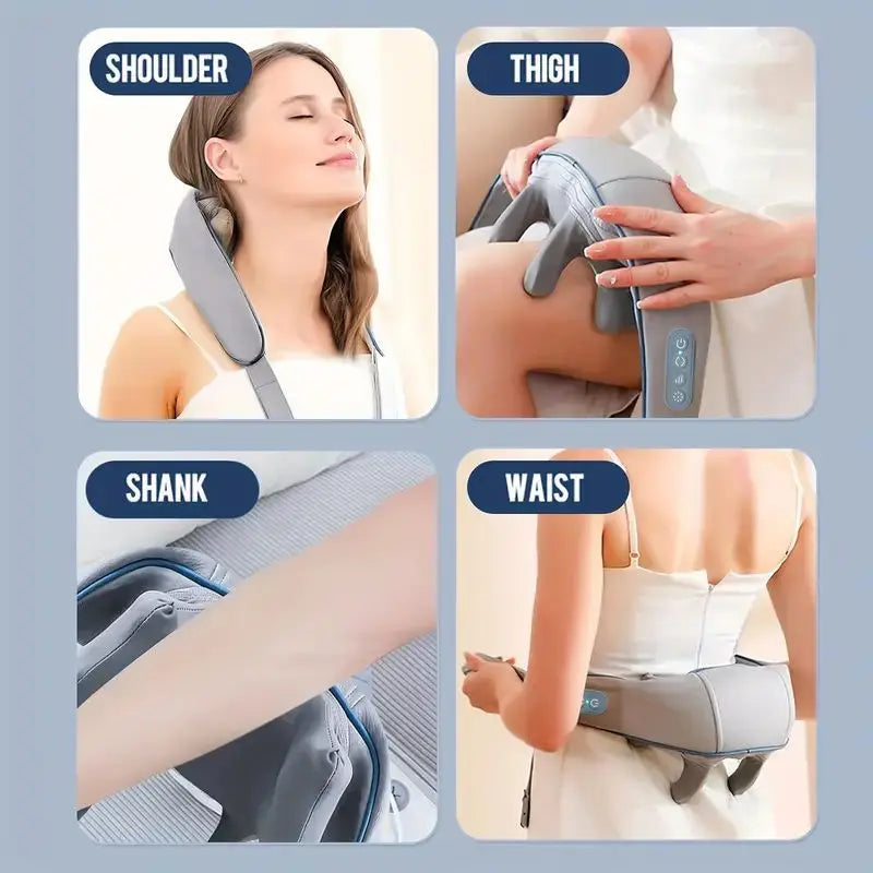 Neck and Shoulder Massage Shawl Heating Kneading 6D Massage Head Deep Massage and Muscle Relaxation Adjustable Wearable Massager