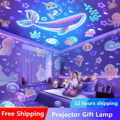 Rotating Sky Moon Lamp Galaxy Lamp Starry Projector Night Light Home Bedroom Decoration Christmas Light for Children's Day Gift