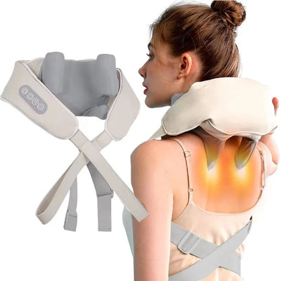 Neck and Shoulder Massage Shawl Heating Kneading 6D Massage Head Deep Massage and Muscle Relaxation Adjustable Wearable Massager