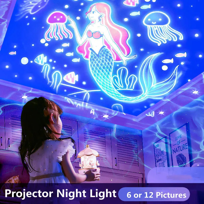 Rotating Sky Moon Lamp Galaxy Lamp Starry Projector Night Light Home Bedroom Decoration Christmas Light for Children's Day Gift