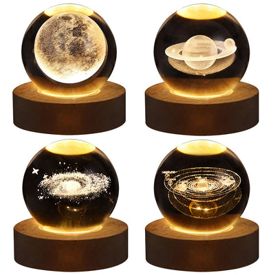 Unique 3D Crystal Ball Lamp with Galaxy and Planetary Projections USB Night Light for Cozy Atmosphere plasma ball