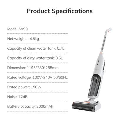 ILIFE W90 Cordless Wireless Wet Dry Cleaning Smart Washing Mop Robot,5500Pa Suction,1 Min Self Cleaning,Large Dual Water Tank