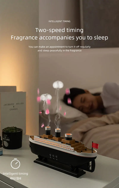 Titanic Ship Model Ultrasonic Air Humidifier Jellyfish Smoke Ring Spray Essential Oil Arome Diffuser 250ml Colorful Night Lights