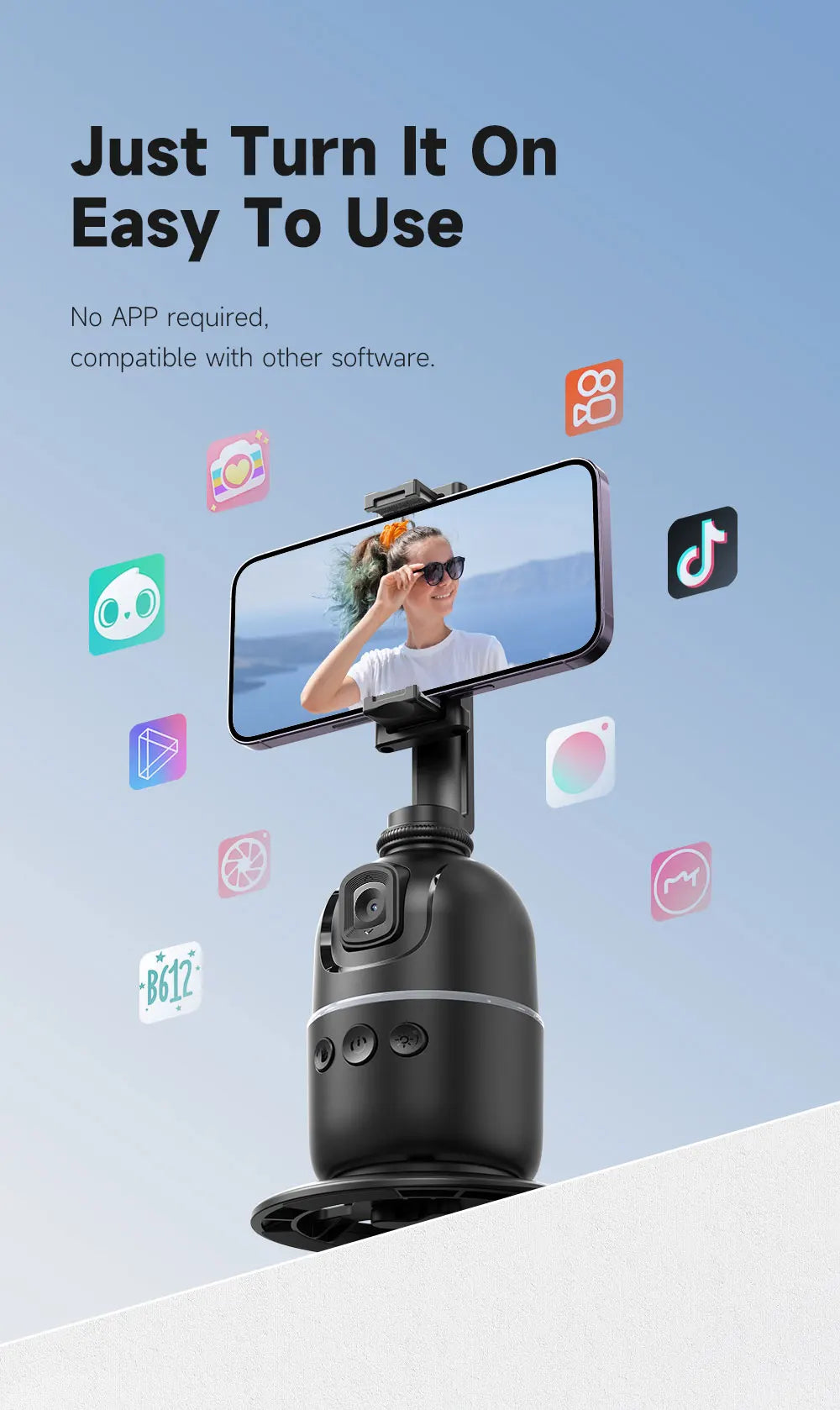 Selfieshow P03 Stabilizer 360°Auto Face Tracking AI Gimbal All-in-one Desktop Phone Holder Tripod For Smartphone Video Vlog Live