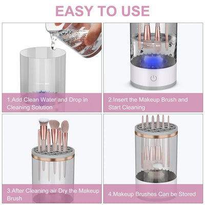 USB Plug Electric Makeup Brush Cleaner Makeup Brush Cleaning Machine Automatic Cosmetic Brush Dryer and Cleaner with Cleaner Mat